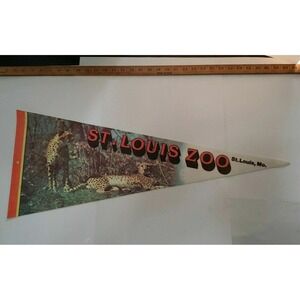 Vintage St. Louis, Missouri Zoo jaguar felt flag travel souvenir banner pennant